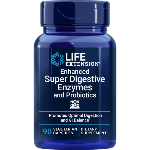 Life Extension Enhanced Super Digestive Enzymes and Probiotics, 90 Vegetarian Capsules