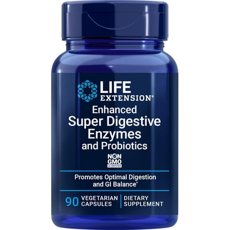 Life Extension Enhanced Super Digestive Enzymes and Probiotics, 90 Vegetarian Capsules
