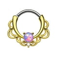 thumbnail image 4 of BodyJewelryOnline Septum Piercing Clicker Gold Lace Single Opalite CZ Gem 16ga Sold Each Men Women, 4 of 8