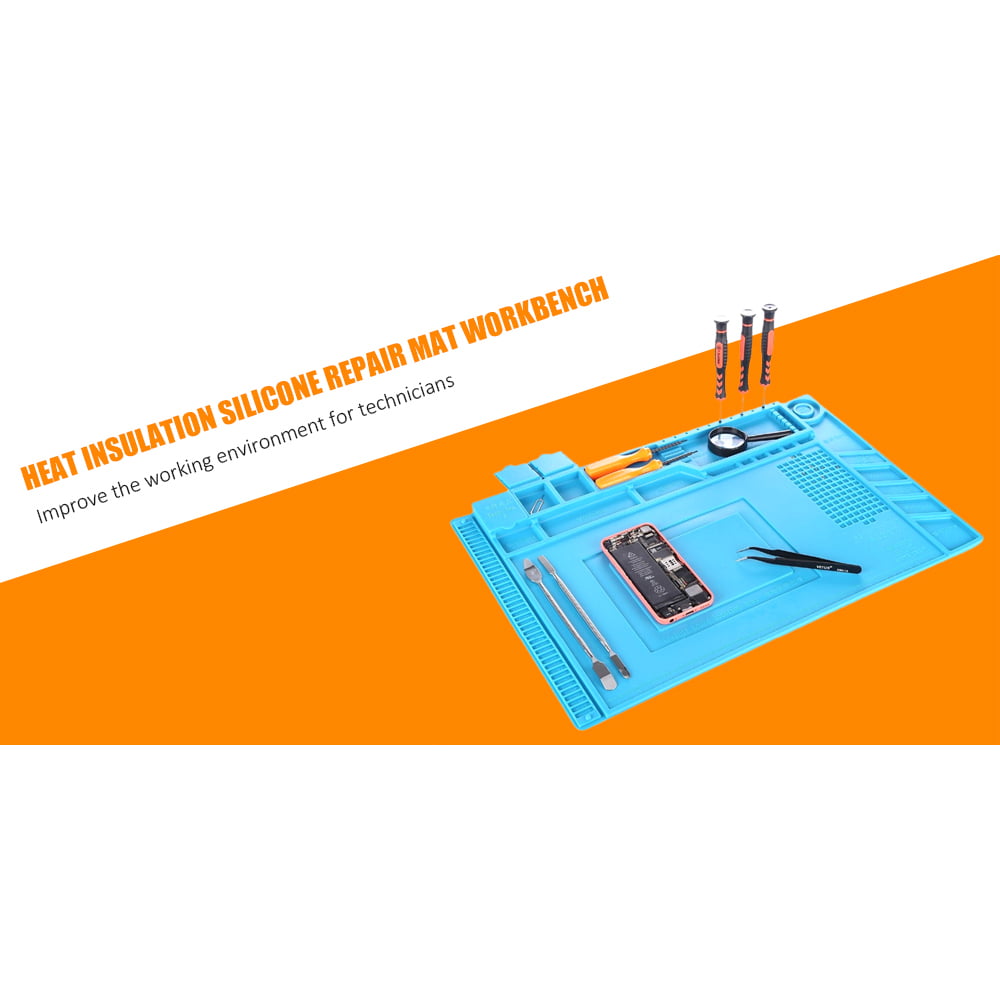 33.7x22.7cm Anti Static Repair Heat Insulation Silicone Pad Desk Mat Magnetics 