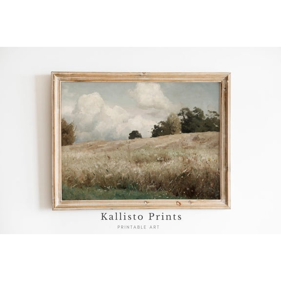 Country Landscape Wallart -Calm Countryside Landscape , Rustic Field Art Print Poster, Pastoral Nature Wall Art, Tranquil Meadow 92, Size 8x12 UNFFRAMED F03.1.6l2364