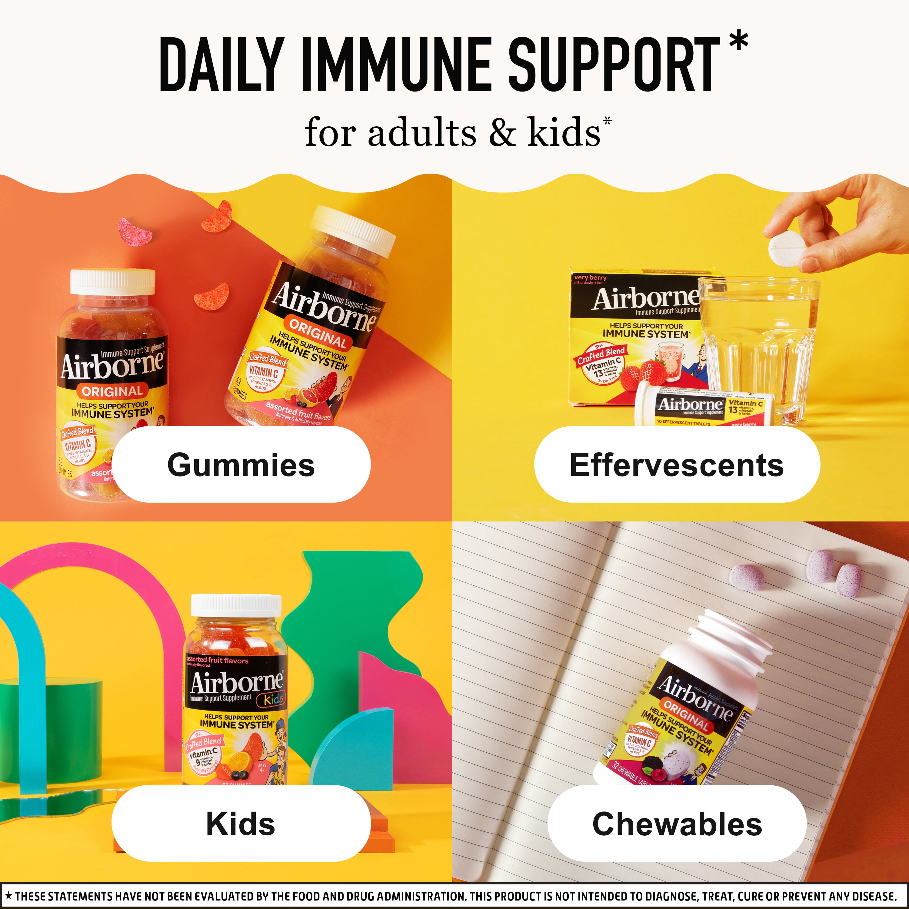 Airborne Citrus Chewable Tablets, 116 count - 1000mg of Vitamin C - Immune Support Supplement