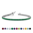 thumbnail image 1 of Pulsera de tenis JeenMata de 3 Quilates con corte redondo Esmeralda Chapado en oro blanco para mujer, 1 of 6