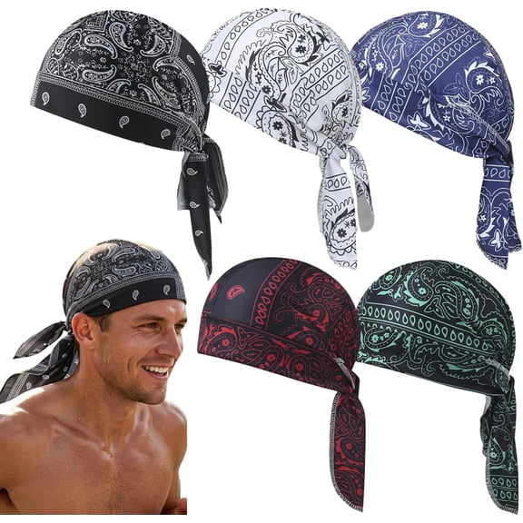 XBQUSVI Cooling Skull Cap Helmet Liner, Breathable Sweat Wicking Head Wrap Bandana Hat for Men Women, Paisley Cycling Running Cap