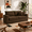 Coffee, variant on Mid-Century Modern Loveseat Sofa, 69 Inch 2-Seater Couch with 2 Throw Pillows, Premium Textured Fabric Small Space Sofa with High Backrest for Living Room, Apartment, Office, Dark Gray