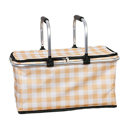 

Ximi Picnic Food Basket Folding Oil-proof Waterproof Large Capacity Oxford Cloth Aluminum Film Ice Basket Picnic Supplies