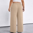 thumbnail image 4 of Plus Size Workout Clothes High Waisted Sweatpants Women Wide Leg Casual Palazzo Pants Work Business Elastic Waist with Drawstring Pants for Lounge Spring & Autumn 2026 Khaki XXXL, 4 of 4