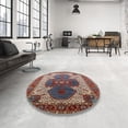 thumbnail image 4 of Ahgly Company Machine Washable Indoor Square Industrial Modern Light French Beige Brown Area Rugs, 3' Square, 4 of 7
