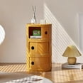 thumbnail image 4 of ColourTree 3 Tier Yellow Round Nightstand with Drawers,Small Bedside Table with Storage,Round Storage Cabinet with Sliding Door,Modern End Table Side Table, 4 of 8