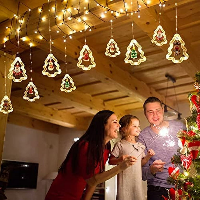 Christmas Lights, 10 ft 120 Flashing LED Christmas Tree Light, 10 Christmas Ornaments, 8 Modes Remote Control,Snowflake Line USB Powered for Bedroom