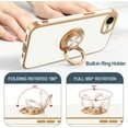 thumbnail image 4 of for iPhone 16 Pro Max Case with Ring Stand, 360° Rotatable Ring Holder Magnetic Kickstand, Plating Rose Gold Edge Soft Cover Protective Phone Case for iPhone 16 Pro Max 6.9", White, 4 of 7