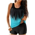 thumbnail image 2 of Fartey 2 Piece Tankini Swimsuit for Women Conservative Swimwear Color Block Scoop Neck Tank Tops with Boyshorts Two Piece Swimsuit Sets 2025 Blue S-2XL, 2 of 6