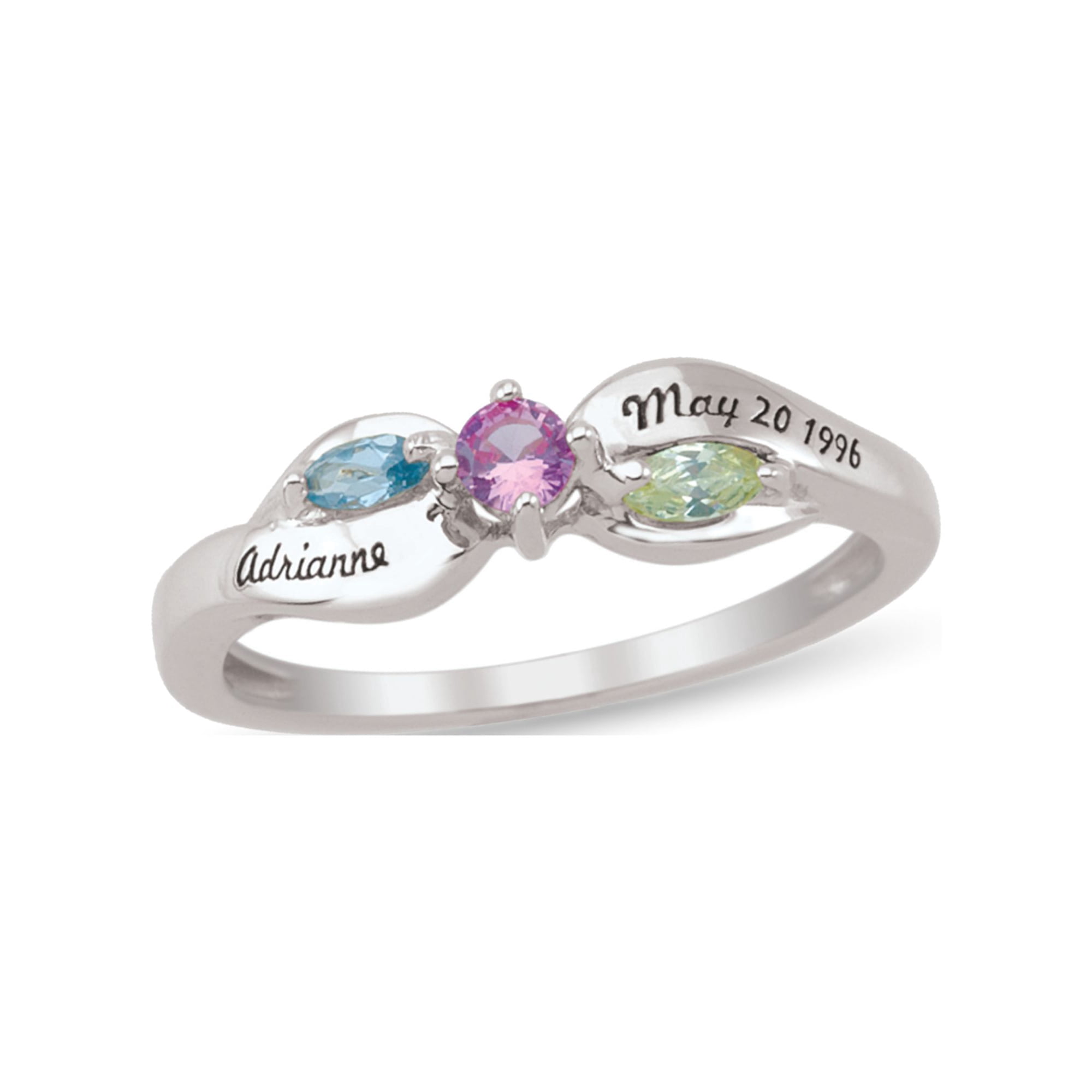 Personalized Engravable Daughter's Birthstone Ring in Sterling Silver by Jewlster