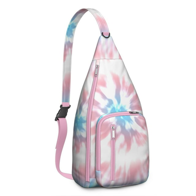 Tie Dye Galaxy Sling Backpack - Cosmic Rainbow Print Crossbody Bag (Multicolor Bohemian Style, Convertible Shoulder Strap)
