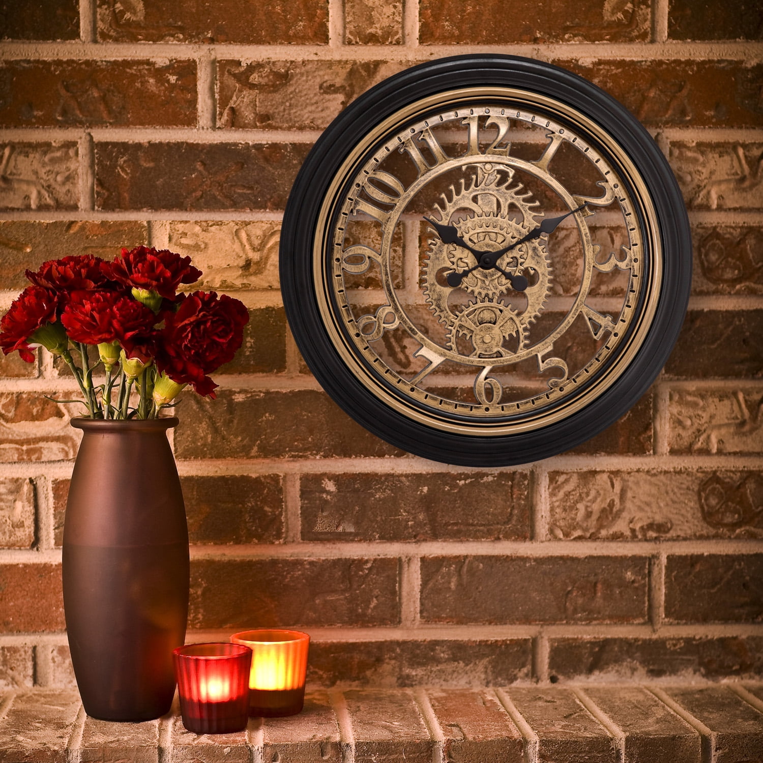 Brown Cut-Out Gears Analog Clock La Crosse Technology Ltd. Equity by La Crosse 86611 20 in