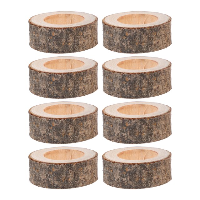 8 piezas de colgantes circulares de madera, creativos, naturales, sin terminar, para servilletas de madera, para mesas de hotel, bodas, proyectos de bricolaje y manualidades.