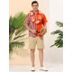 thumbnail image 3 of Lars Amadeus Camisa hawaiana de manga corta con botones y patchwork a rayas de verano para hombre Naranja multicolor L, 3 of 6