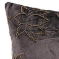 thumbnail image 2 of Jordan Manufacturing 16" x 16" Dark Gray and Gold Lotus Floral Square Reversible Decorative Throw Pillow with Bead Accent, 2 of 5