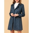 thumbnail image 6 of INSPIRE CHIC Women's Notched Lapel Double Breasted Faux Suede Trenchcoat L Dark Blue, 6 of 8