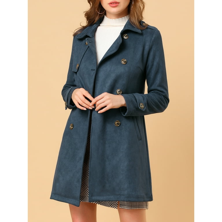 Blue suede deals trench coat