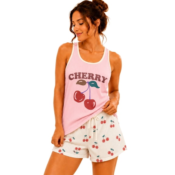 Andree Joan Womens Pajama Shorts Set Sleeveless Girls Sleep Shirt and Pajama Shorts 2 Piece