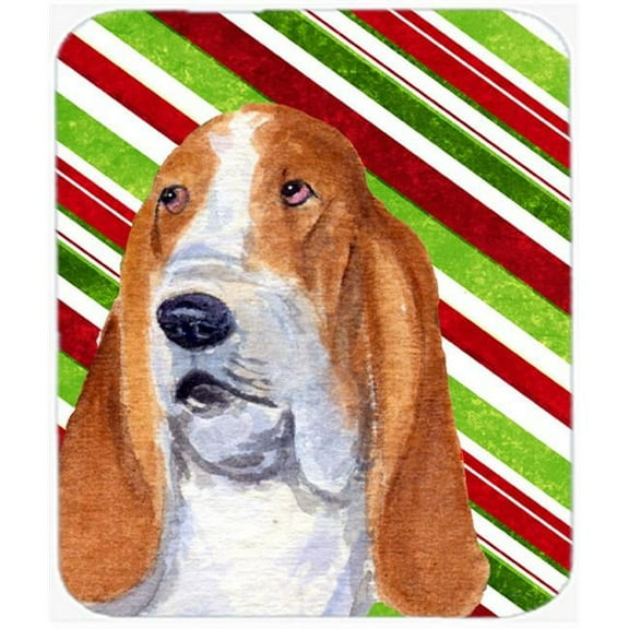 Basset Hound Candy Cane Holiday Christmas Mouse Pad, Hot Pad Or Trivet