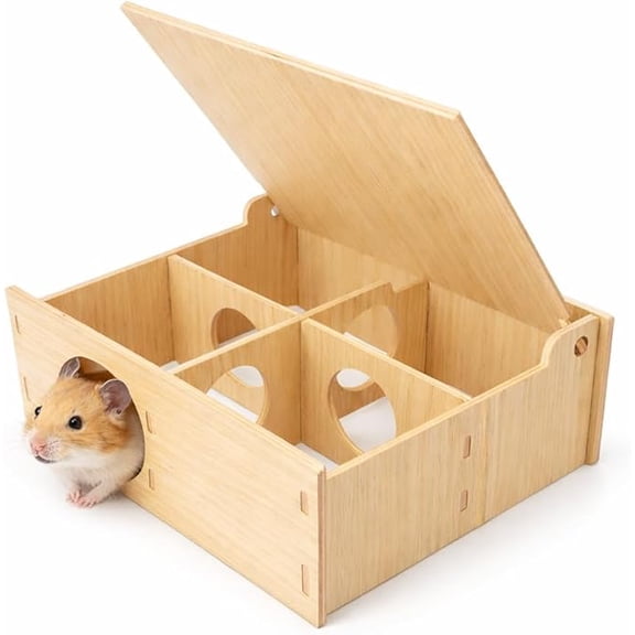 Multi-Chamber Hamster Tunnel House Maze: 1 Entrance 4 Rooms Hideout | Multichamber Hamster Hide with Cover,Mice House Tunnel Exploring Toy for Dwarf Hamsters, Gerbils,Small Animals