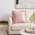 thumbnail image 5 of Yatlte Velvet Ruffle Throw Pillow Covers Couch, Decorative Pillowcases with Ruffles 18x18 Inch Solid Color Shabby Chic Farmhouse Cushion Cover for Living Room Sofa Bed, 5 of 6