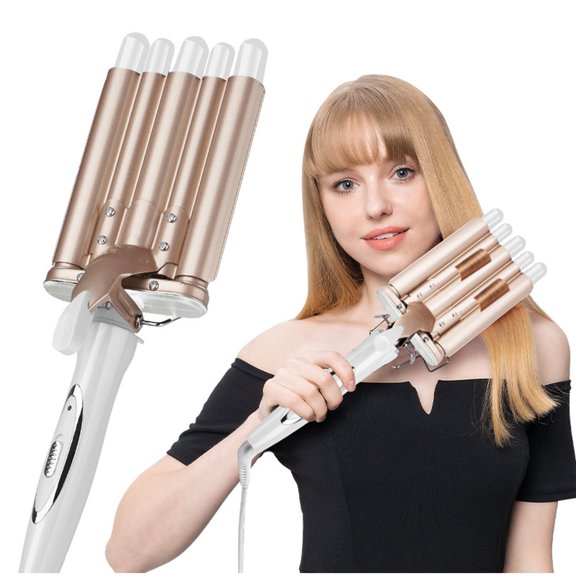 5 Barrel Curling Iron Hair Waver Cluer 25mm,Temperature Adjustable Five Barrel Hair Iron Hair Waver