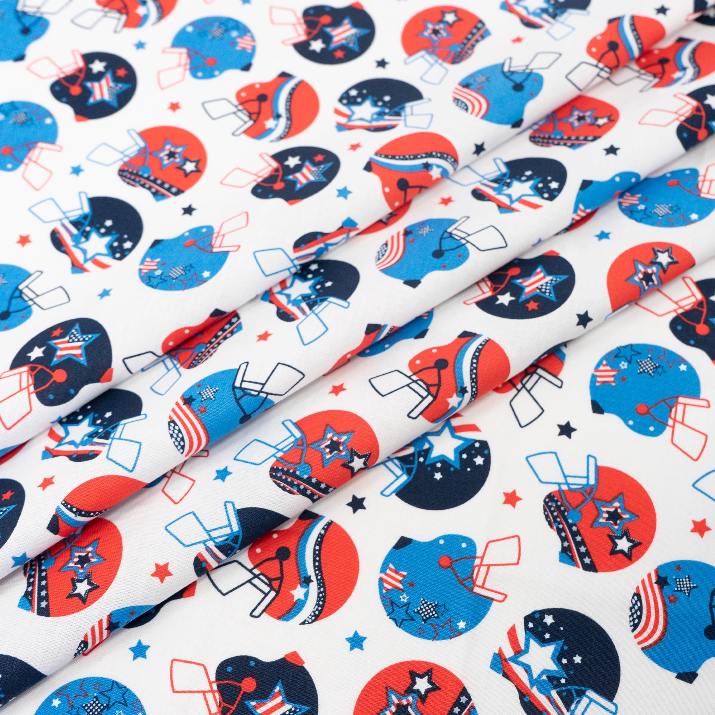 Singer, 100% Cotton, Patriotic Football Helmets, Cut by Yard