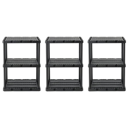 

ZAWkirJ 3 Shelf Knect-A-Shelf Solid Light Duty Storage Unit 24 x 12 x 33 Organizer System for Home Garage or Basement Black (3 Pack)