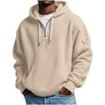 thumbnail image 2 of Eryao Oversized Hooded Sweatshirt Men Waffle Long Sleeve Pullover Hoodies Soft lIGHTWEIGHT Athletic Drawstring Hoodie with Pocket,Beige,XXL, 2 of 8