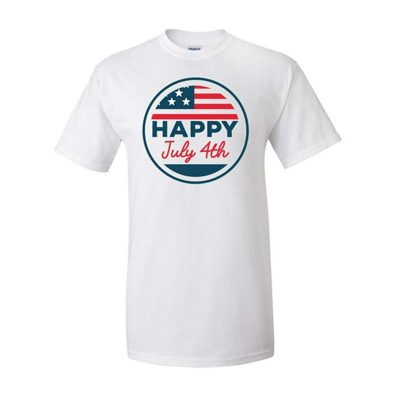 Happy 4th of July Retro Circle Patriotic Independence Day Unisex Adult Short Sleeve T-shirt-White-small