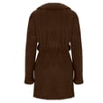 thumbnail image 5 of Fengactive Womens Collared Fleece Robe Textured Lapel Tie Waist Patch Pockets Short Loungewear, 5 of 6