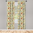 thumbnail image 2 of Ambesonne Wolf Curtains, Funny Animals Trees Christmas, Pair of 28"x95", Pale Orange Dark Khaki, 2 of 4