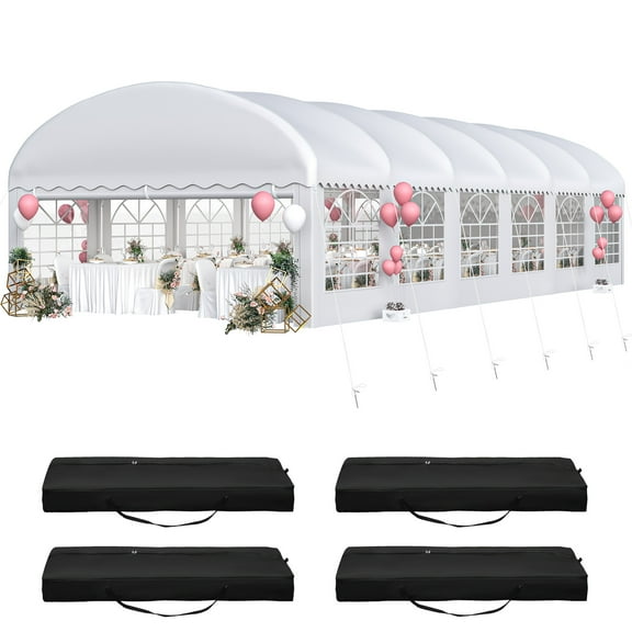 Dextrus 20ft x 40ft White Outdoor Canopy, Detachable Sidewalls