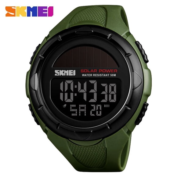 SKMEI Solar Power Men Sports Watches Waterproof LED Digital Watch Men Luxury Brand Electronic Mens Wrist Watch Relogio Masculino