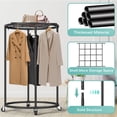thumbnail image 6 of Nefoso Clothing Garment Rack with 4 Wheels and Shelf,Round Clothes Rack Rolling Clothes Organizer for Bedroom(Black), 6 of 12