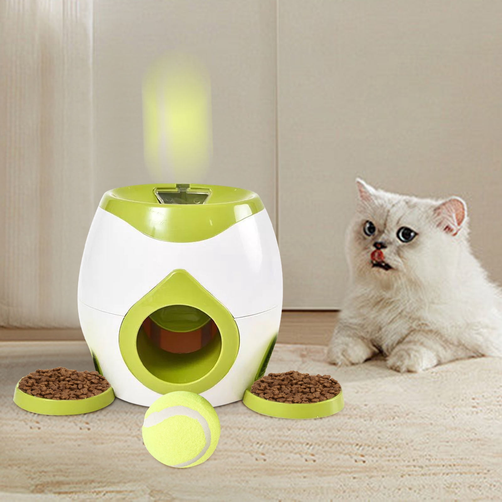 Automatic Dog Ball Thrower Launcher Dog Fetch Machine for Small To Medium Sized Dogs Adjustable Launch Distances Ball Launcher for Dogs with 2 Balls Dual Power Ball Thrower for Dogs
