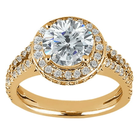 0.97 Ct Round H/I I1 Diamond 14K Yellow Gold Engagement Ring