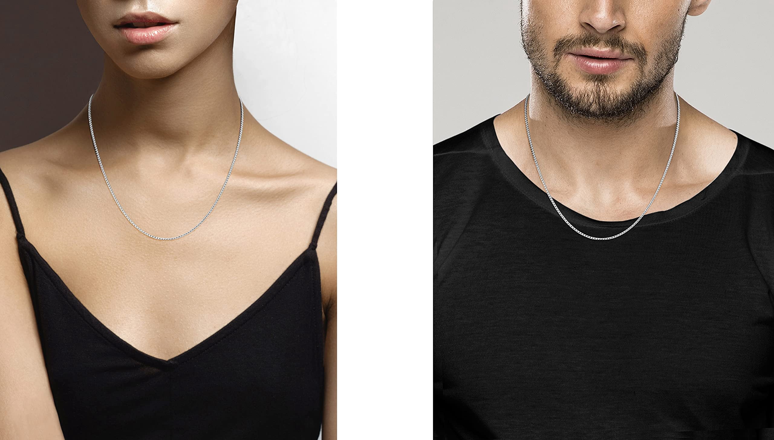 Miabella Italian Solid 925 Sterling Silver 2mm Franco Square Box Link Chain Necklace for Men Women Made in Italy (Length 20 Inches)