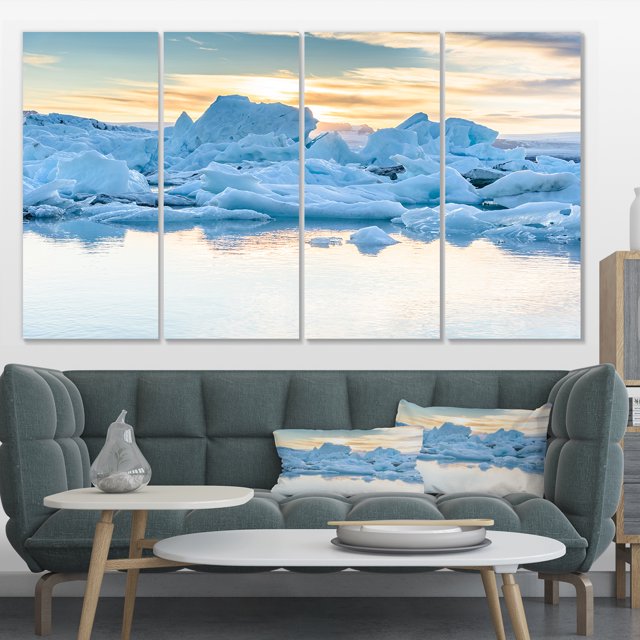 Icebergs in Glacier Lagoon - Seascape Canvas Art Print