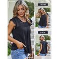 thumbnail image 7 of STARVNC Women Crew Neck Hollow Out Pleated Flutter Sleeve T-Shirt, 7 of 7