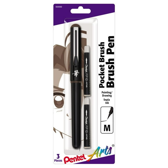 Pentel Pocket Brush Pen Pigment Ink Refills, Sepia, 2/Pkg.