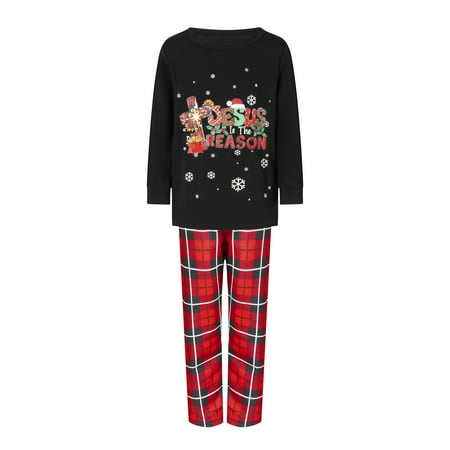 

Christmas Pajamas for Family Long Sleeve Cartoon Print Tops + Trousers