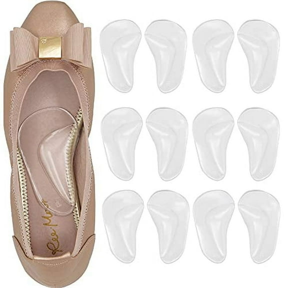 Fymlhomi 6 Pairs Gel Arch Support Pads Plantar Fasciitis Shoe Insoles, Adhesive High Arch Pad Flat Feet Inserts Cushions for Relieve Pressure and Foot Pain, One Size for Women and Men