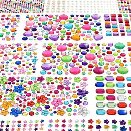 RAGUPEL Gem Stickers 6124Pcs Self-Adhesive Acrylic Face Gems for Kids Crafts Nail Art Diy Sparkling Face Gems