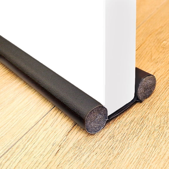 Black Double Door Sweep Seal - Weather Stripping Door Draft Stopper for 24-32 Inch Doors, Light and Insect Resistant Noise Blocker