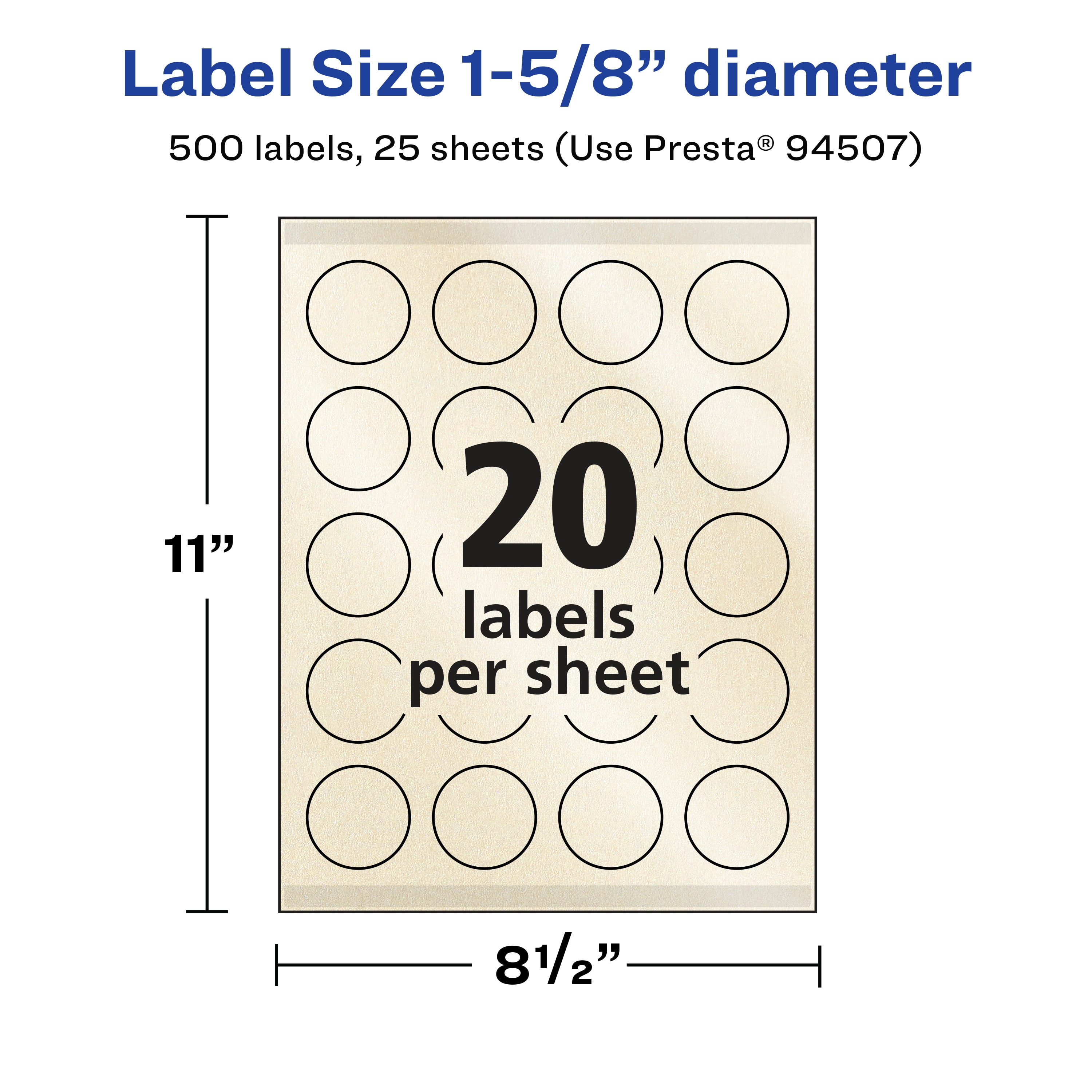 Avery Pearlized Ivory Round Labels, 1-5/8" Diameter, 500ct