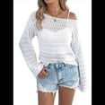 thumbnail image 3 of Suéter Holgado Informal de Larga con Crochet para Mujer, Top de Punto Calado. L, 3 of 10